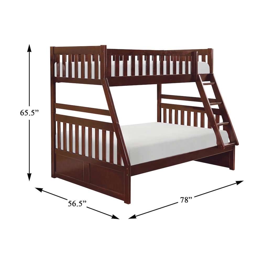 Rowe Pine Twin Over Full Bunk Bed in Dark Cherry