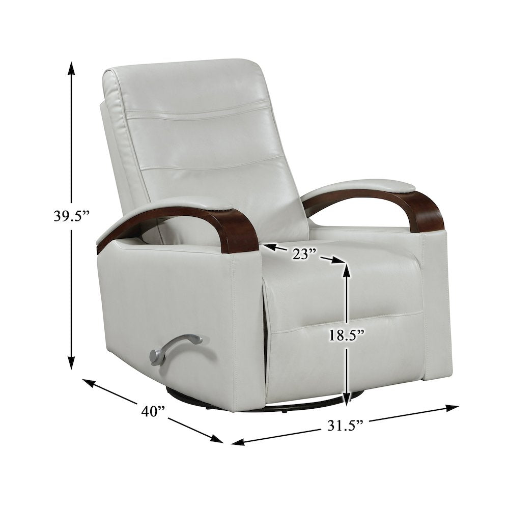 Margot Faux Leather Swivel Glider Reclining Chair in Smoke