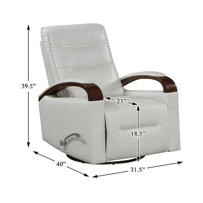 Margot Faux Leather Swivel Glider Reclining Chair in Smoke
