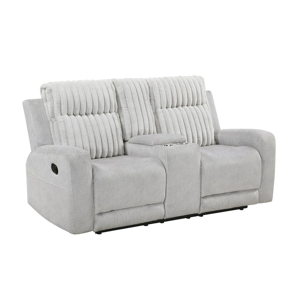Benton Corduroy Double Reclining Love Seat in Light Gray