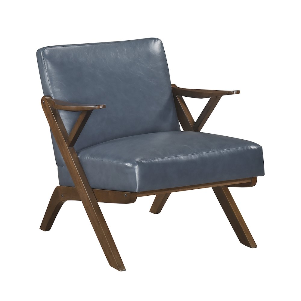Gideon Faux Leather Accent Chair in Blue