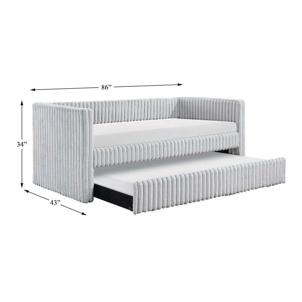 Chapman Corduroy Daybed with Trundle in Gray