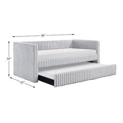 Chapman Corduroy Daybed with Trundle in Gray
