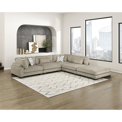 Corydon Microfiber 5-Piece Modular Sectional with Ottoman in Brown