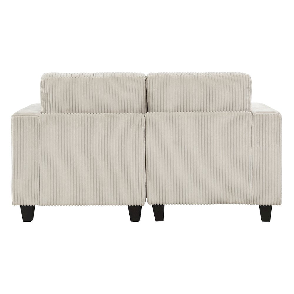 Walterboro Corduroy Love Seat with Storage, Storage Pouches in Beige