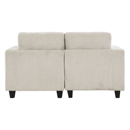 Walterboro Corduroy Love Seat with Storage, Storage Pouches in Beige