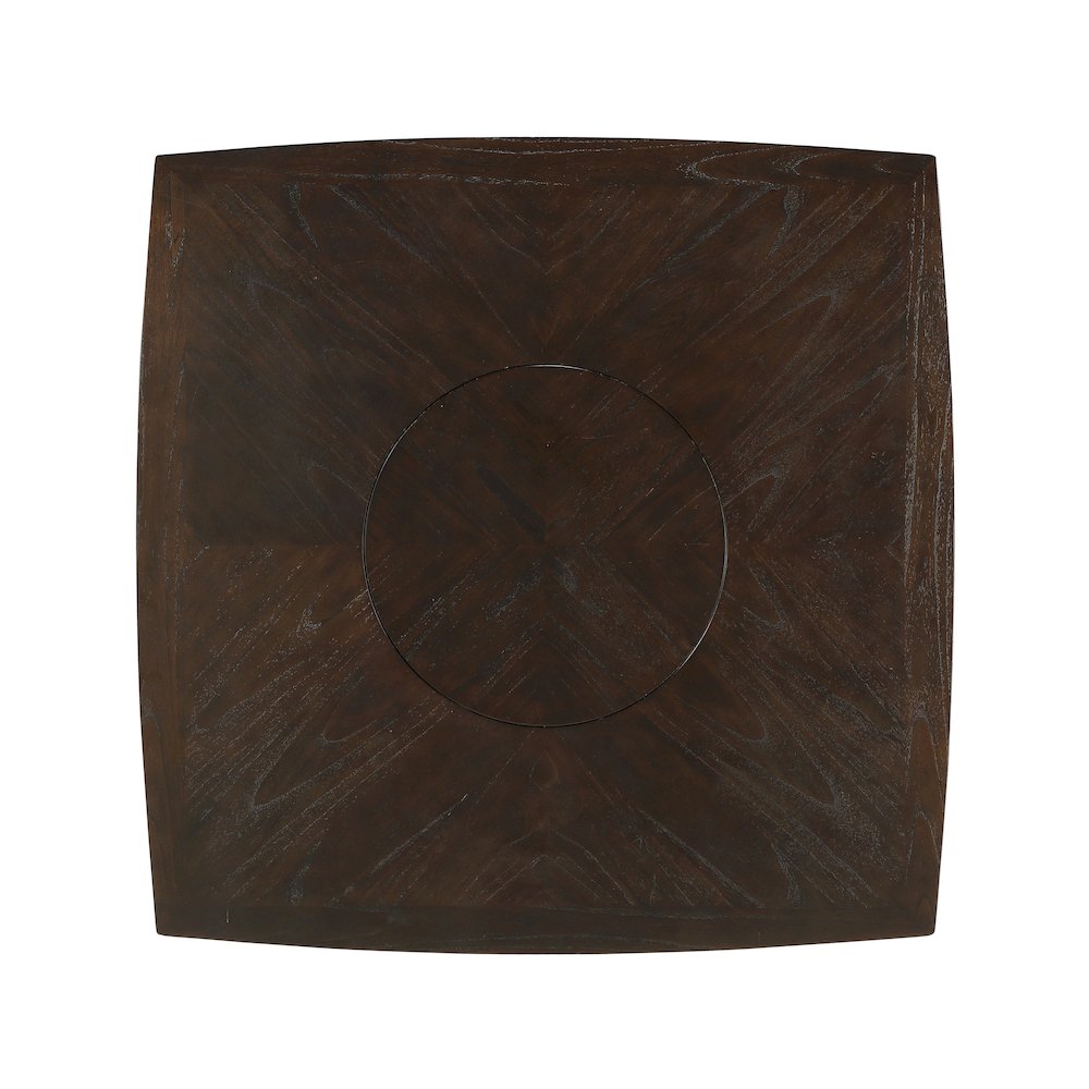 Balin Wood Counter Height Table with Lazy Susan in Dark brown