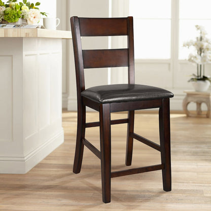 Mantello Wood Counter Height Dining Chair, set of 2 in Dark brown