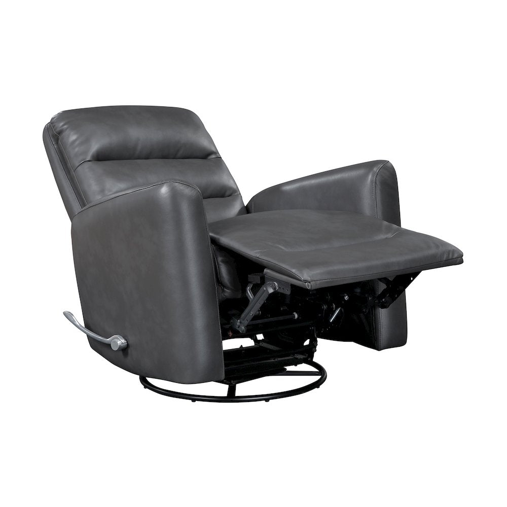 Dimitri Faux Leather Swivel Glider Reclining Chair in Gray