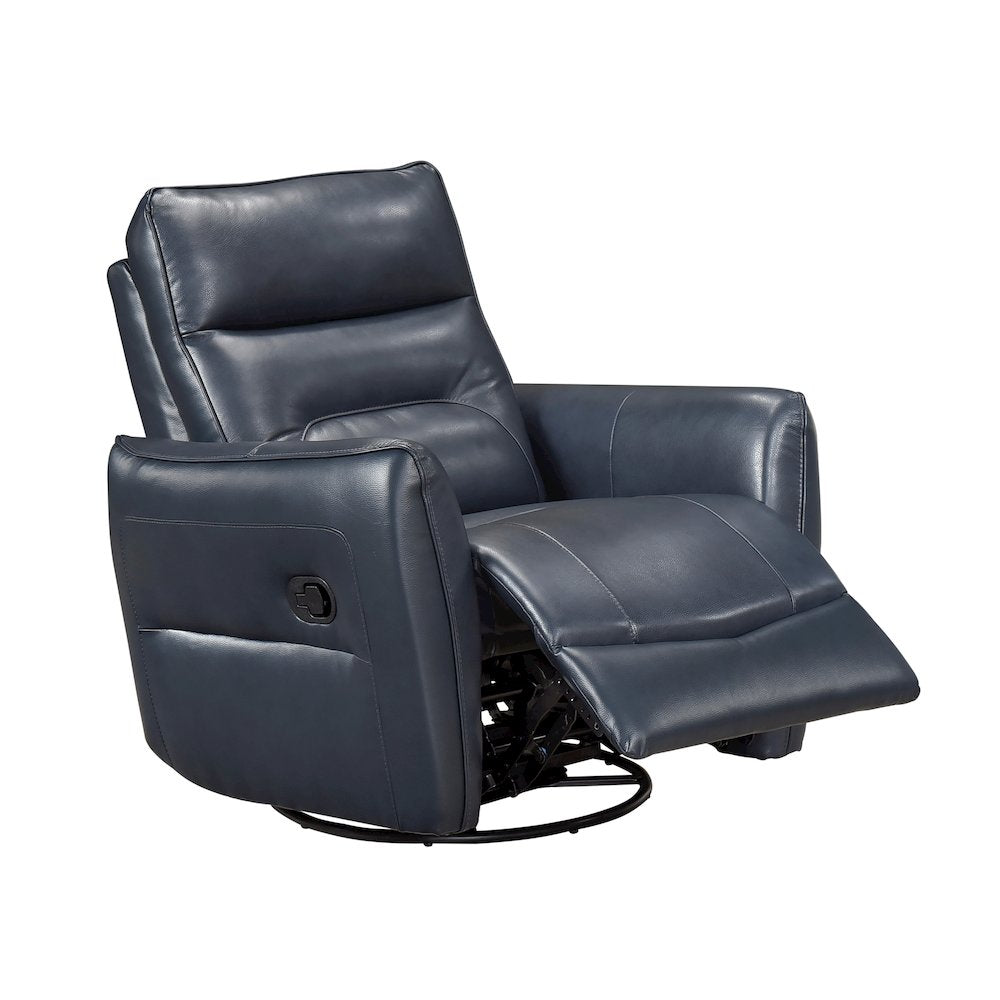 Thomas Leather Swivel Glider Reclining Chair in Dark Blue