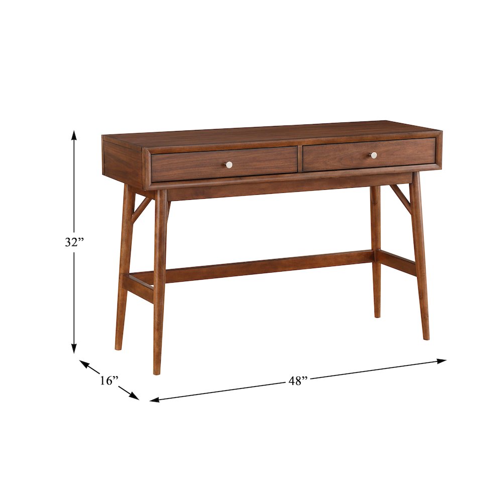 Frolic Rubberwood Sofa Table with Two Functional Drawers in Brown