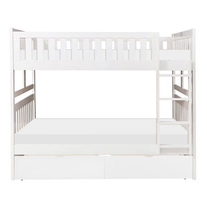 Galen Pine Full Over Full Bunk Bed with Storage Boxes in White