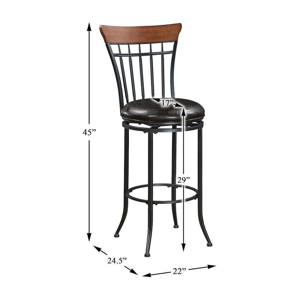 Ira Faux Leather Swivel Pub Height Chair in Brown