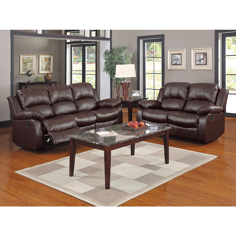 Cranley Faux Leather Double Reclining Loveseat in Black