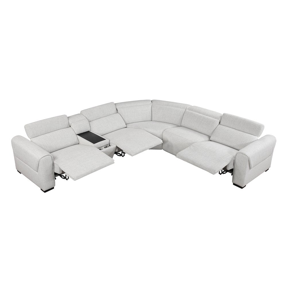 McPherson Chenille 6-Piece Modular Power Reclining Sectional in Cloud