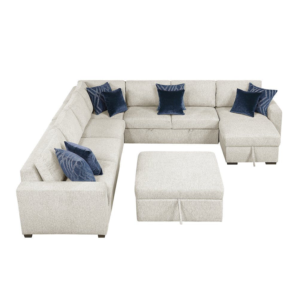 Isla Microfiber 6-Piece Sectional with Reversible Chaise in Beige