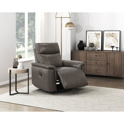 Hadley Leather Swivel Glider Reclining Chair in Dark Brown