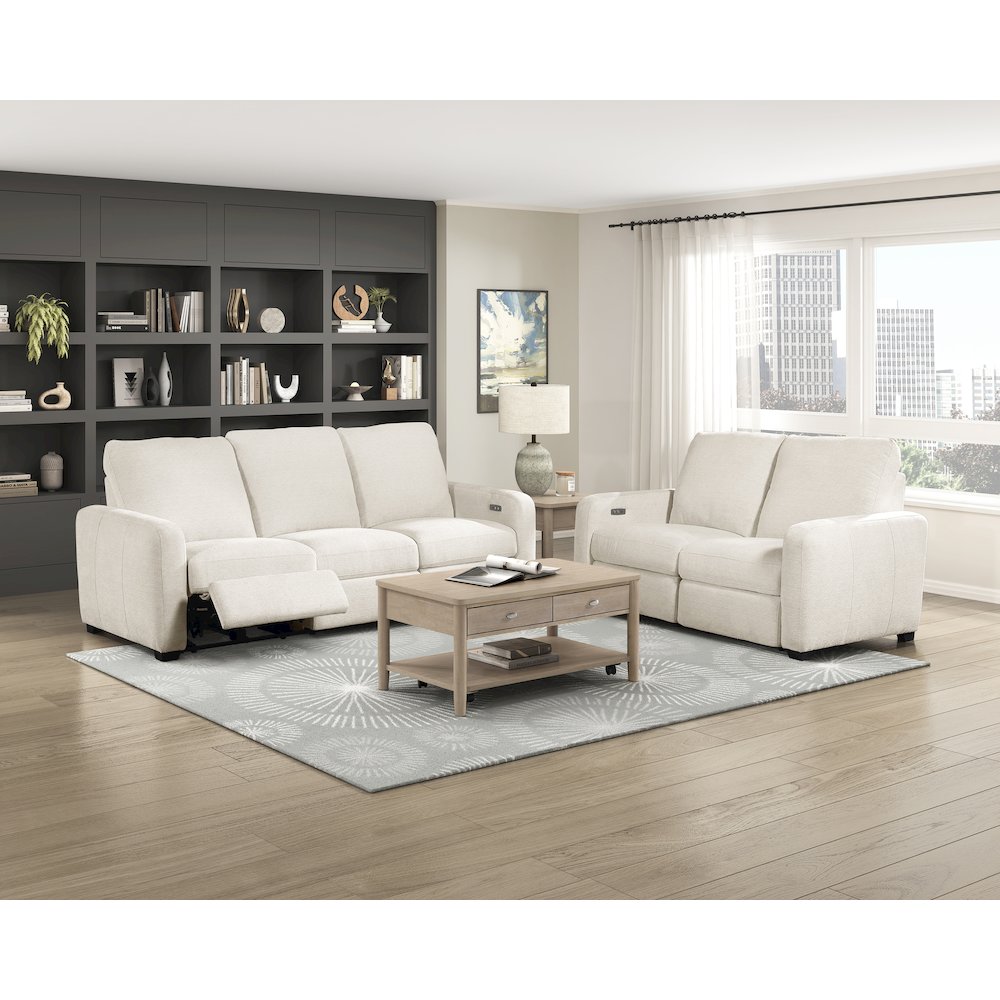 Vera Chenille 2pc Set: Sofa, Love in Beige