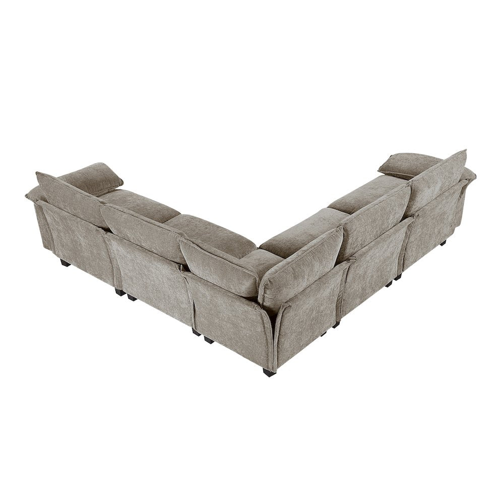 Dublin Chenille 5-Piece Modular Sectional in Dark Pewter