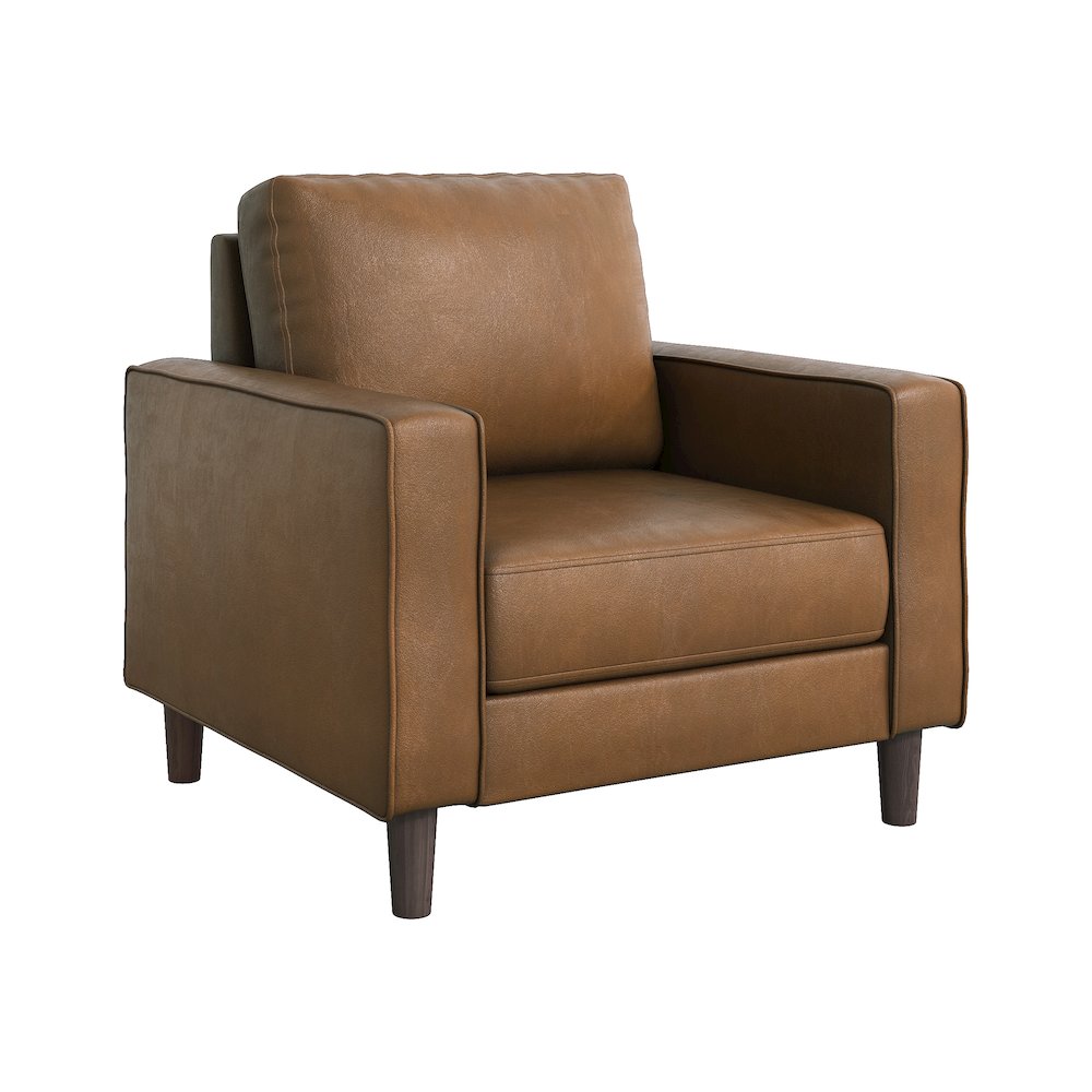 Malcolm Faux Leather Arm Chair In Brown