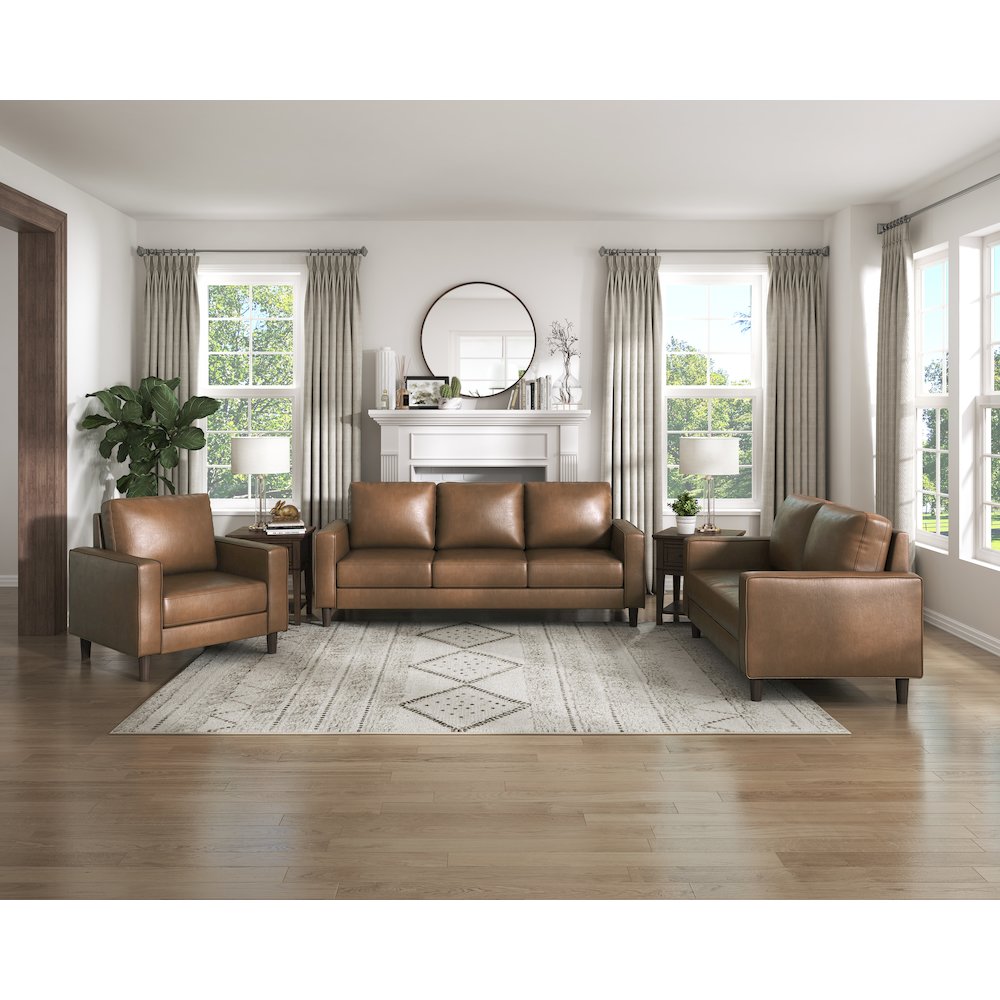 Malcolm Faux Leather Arm Chair In Brown