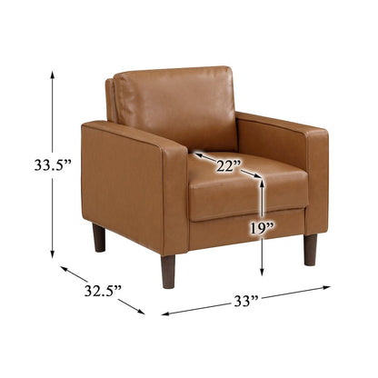 Malcolm Faux Leather Arm Chair In Brown
