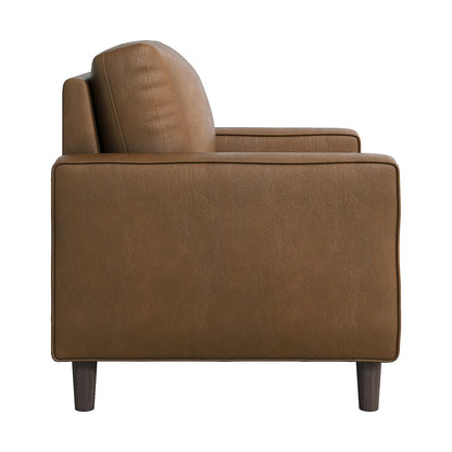 Malcolm Faux Leather Arm Chair In Brown