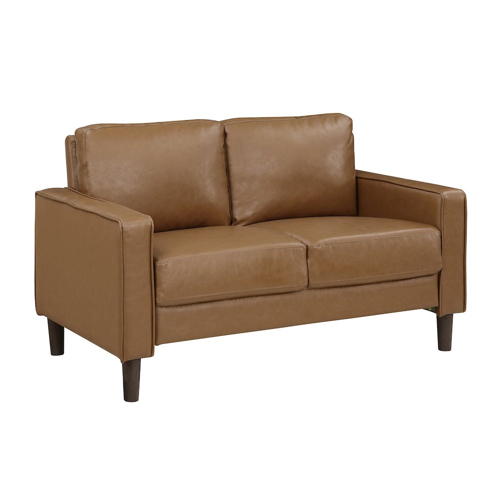 Malcolm Faux Leather Love Seat In Brown