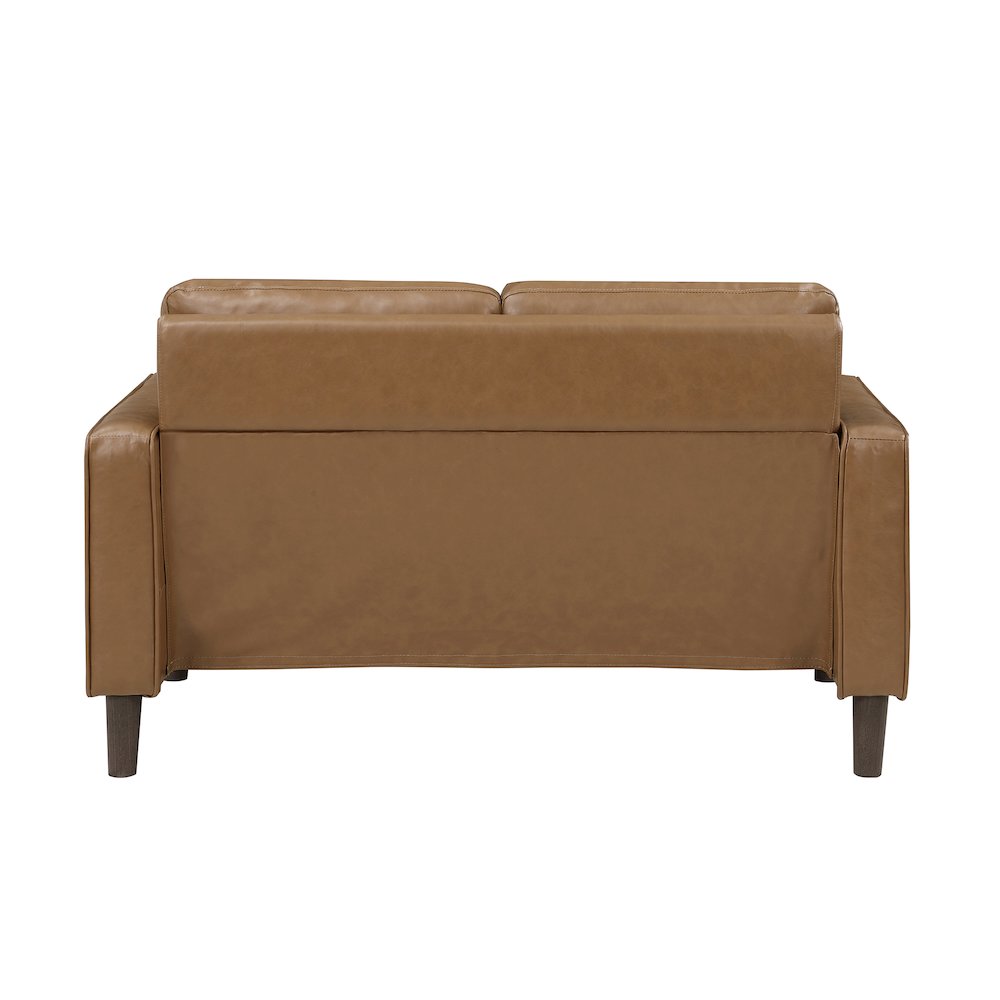 Malcolm Faux Leather Love Seat In Brown