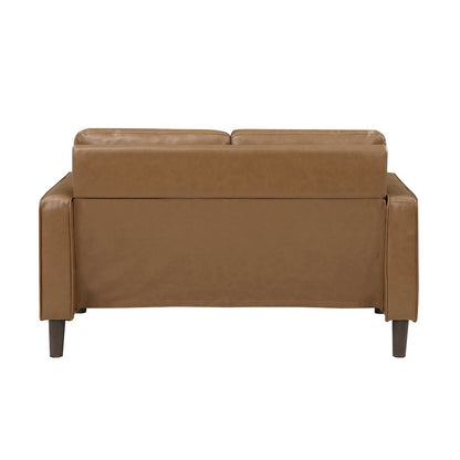 Malcolm Faux Leather Love Seat In Brown