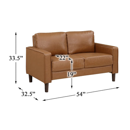 Malcolm Faux Leather Love Seat In Brown