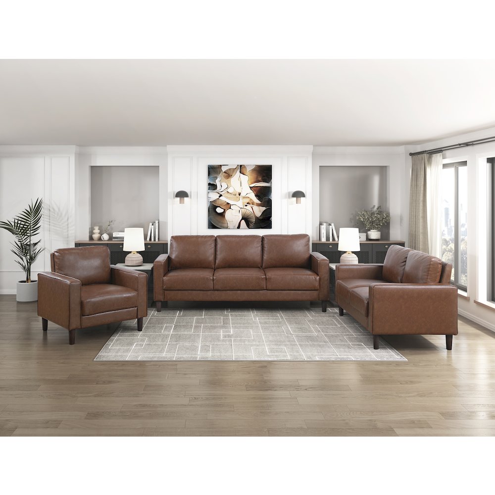 Lexicon Malcolm Faux leather Love Seat in Chocolate