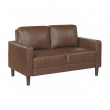 Cushioned Faux Leather Loveseat Sofa, Mini Couch for Small Spaces, Chocolate