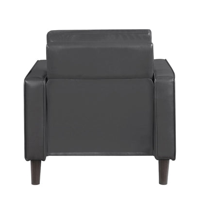 Lexicon Malcolm Faux leather Chair in Dark Gray