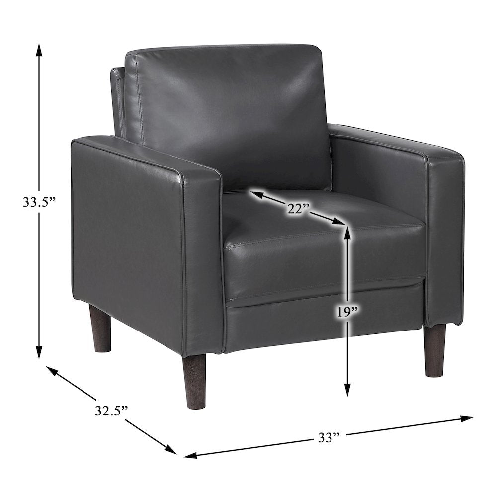 Lexicon Malcolm Faux leather Chair in Dark Gray