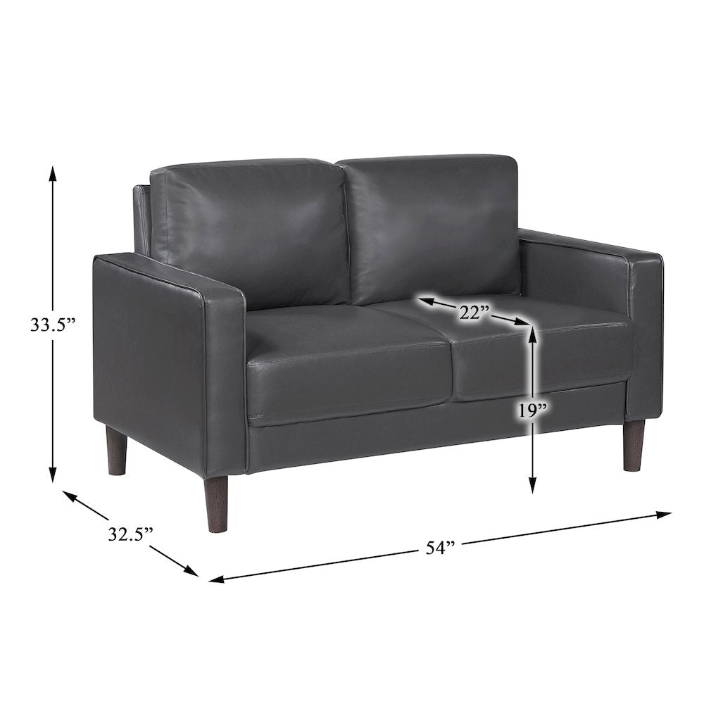 Lexicon Malcolm Faux leather Love Seat in Dark Gray
