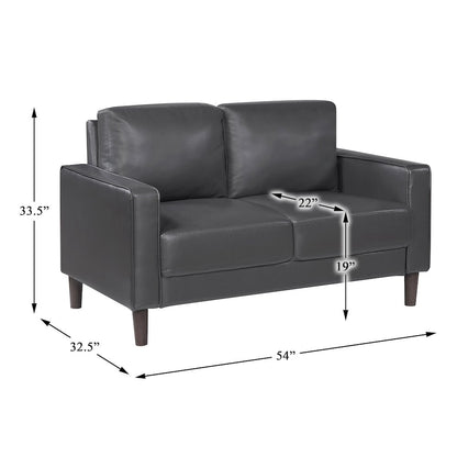 Lexicon Malcolm Faux leather Love Seat in Dark Gray