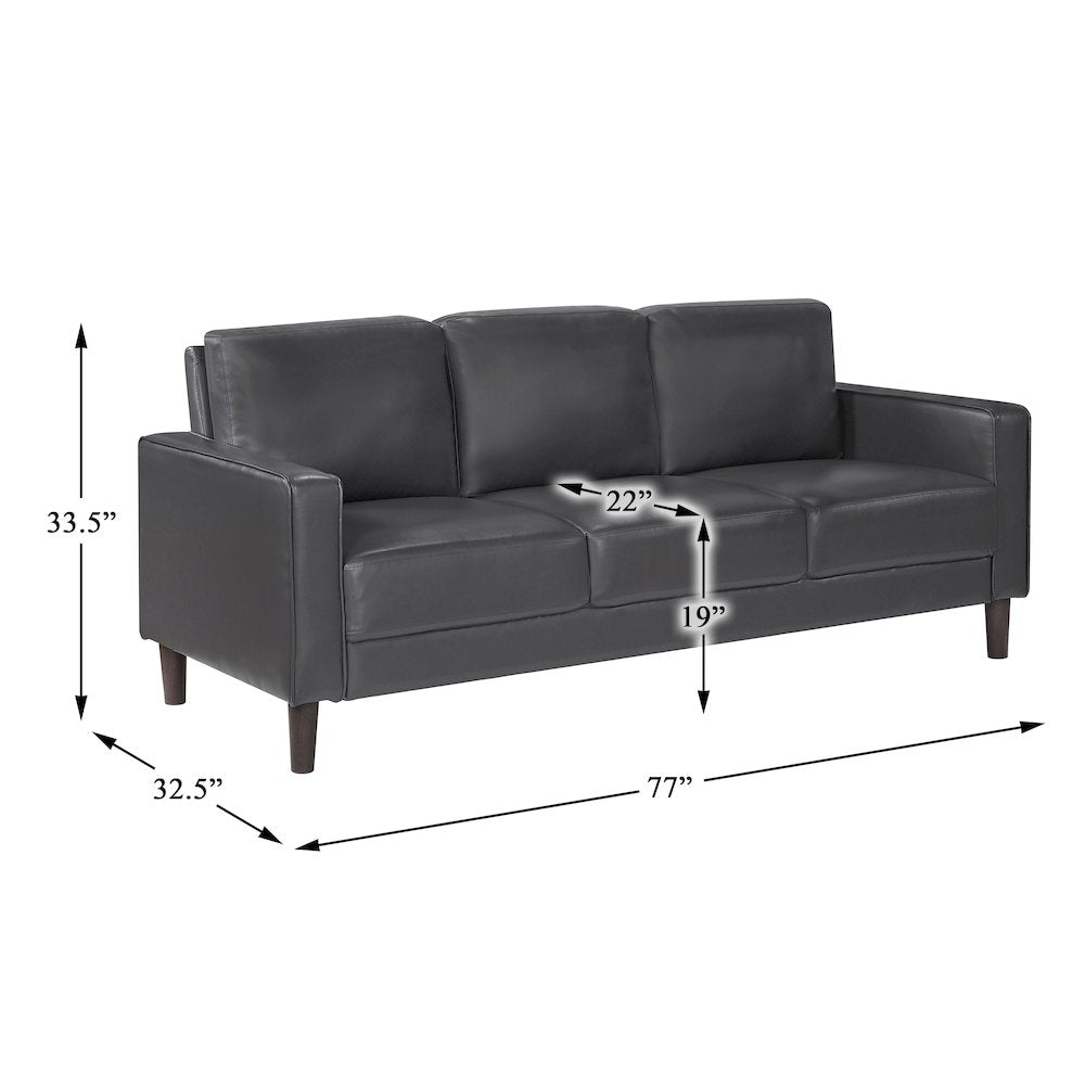 Lexicon Malcolm Faux leather Sofa in Dark Gray