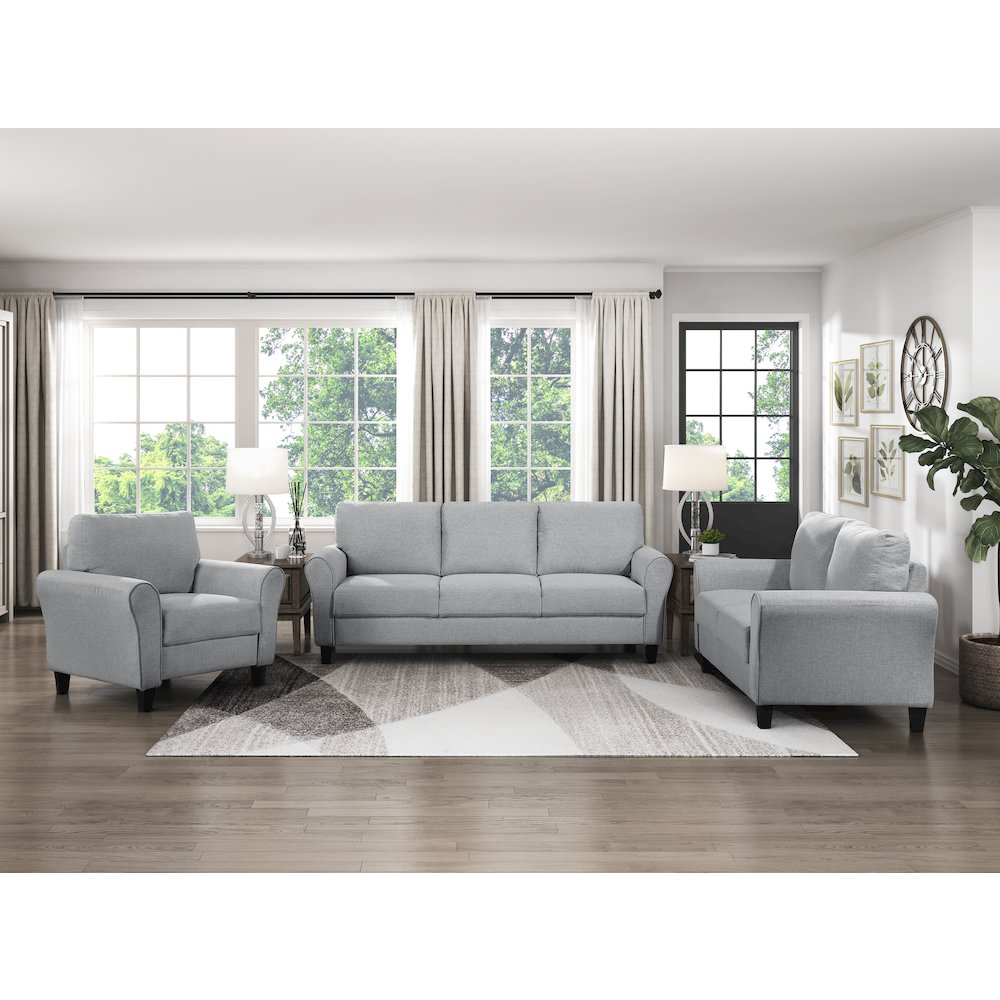 Ellery Textured Fabric Arm Chair In Dark Gray
