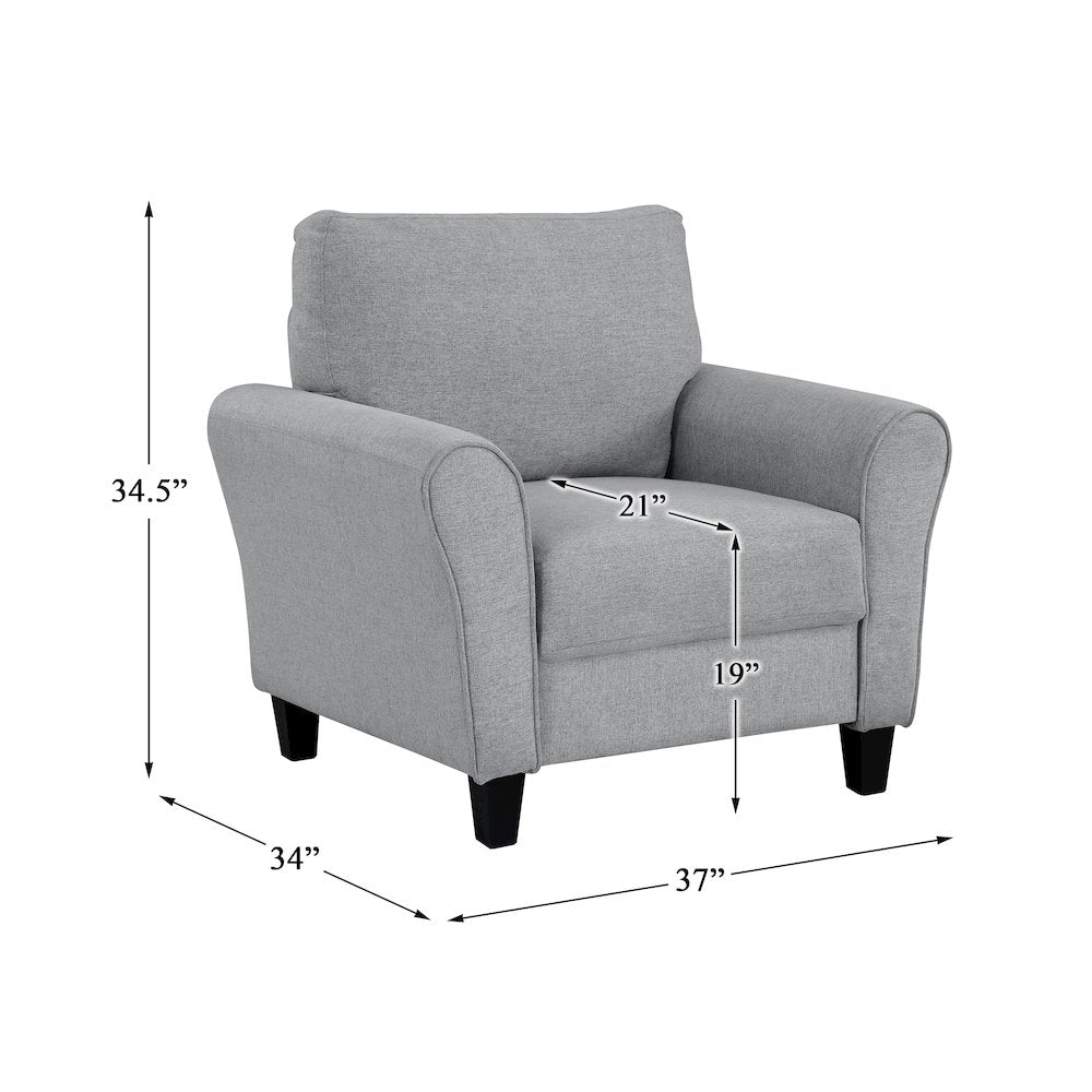Ellery Textured Fabric Arm Chair In Dark Gray