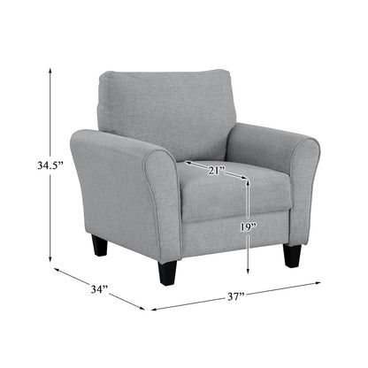 Ellery Textured Fabric Arm Chair In Dark Gray