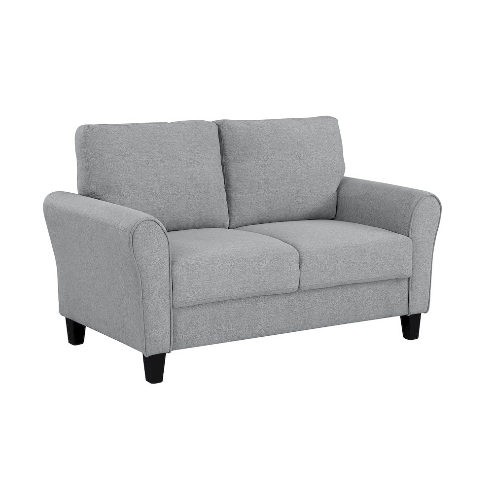 Ellery Textured Fabric Love Seat In Dark Gray