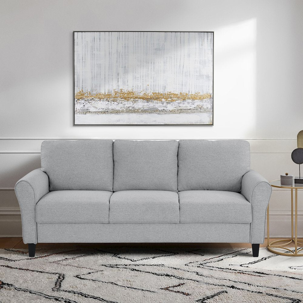 Ellery Textured Fabric Sofa In Dark Gray