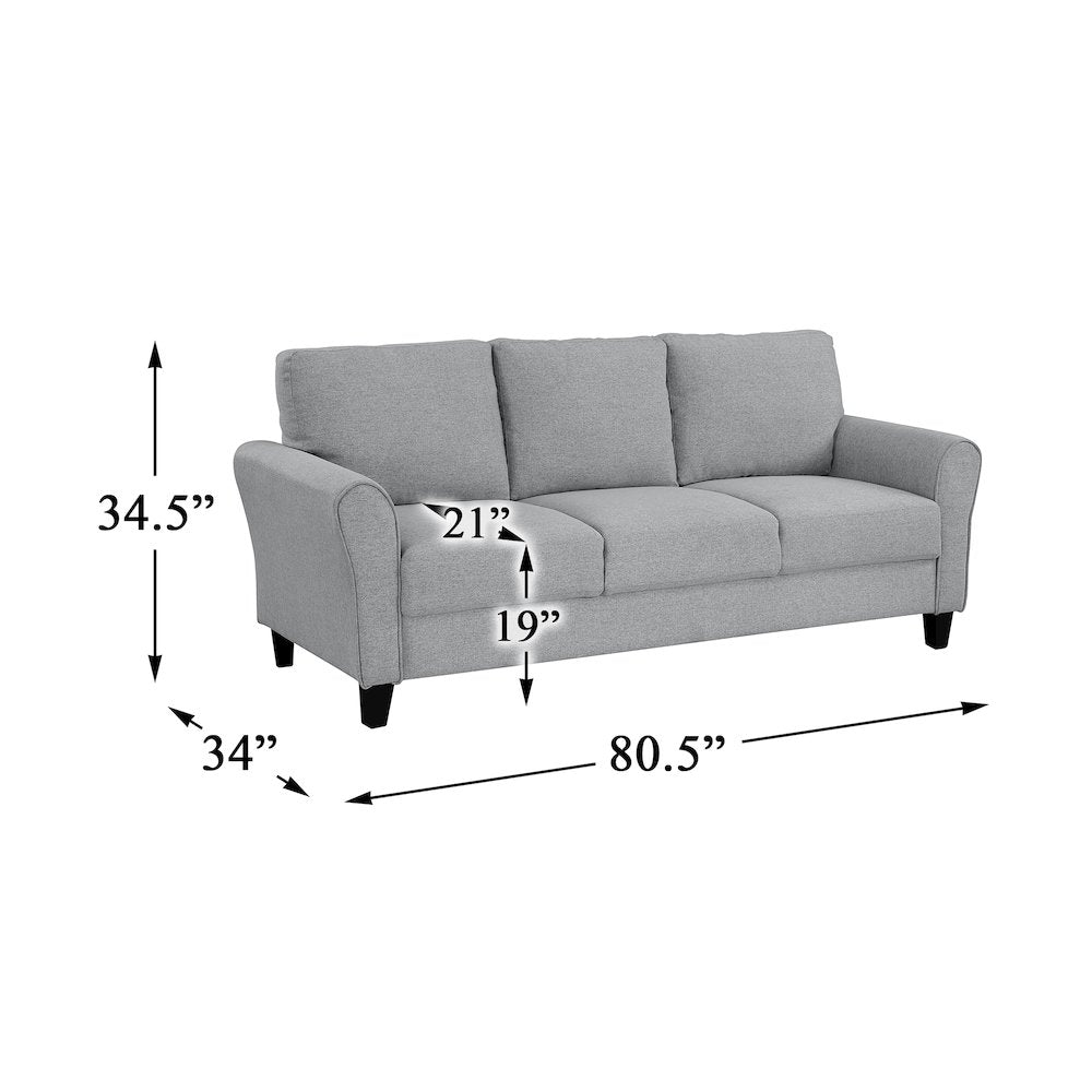 Ellery Textured Fabric Sofa In Dark Gray