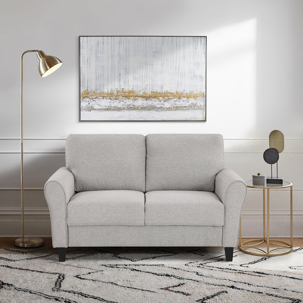 Ellery Textured Fabric Love Seat In Sand