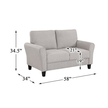 Ellery Textured Fabric Love Seat In Sand