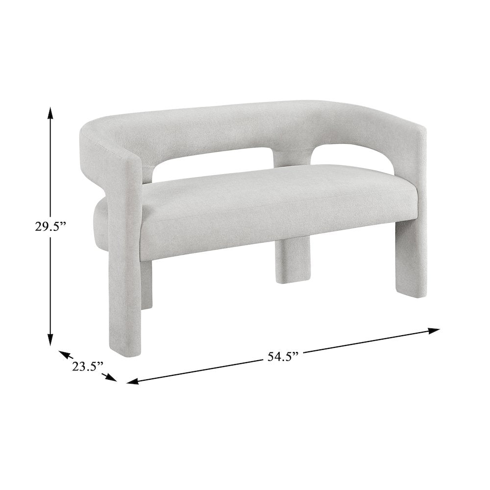 Marais Boucle Dining Bench in Light Gray