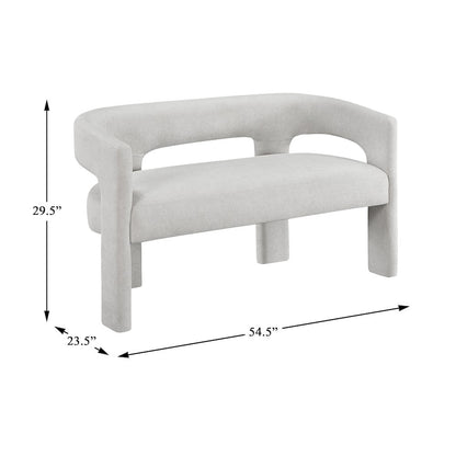 Marais Boucle Dining Bench in Light Gray