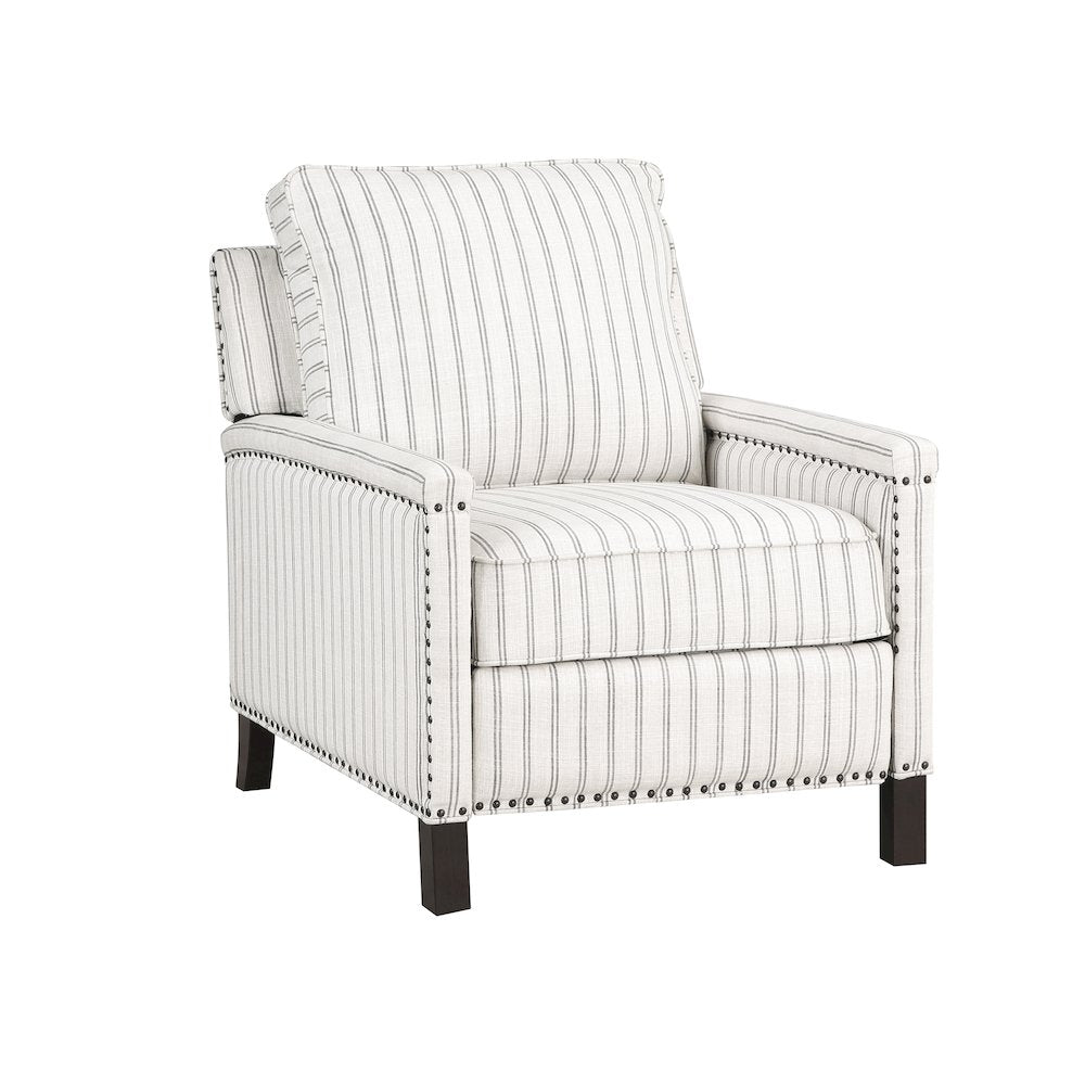 Landrum Textured Fabric Push Back Reclining Chair In Beige & Gray Strip