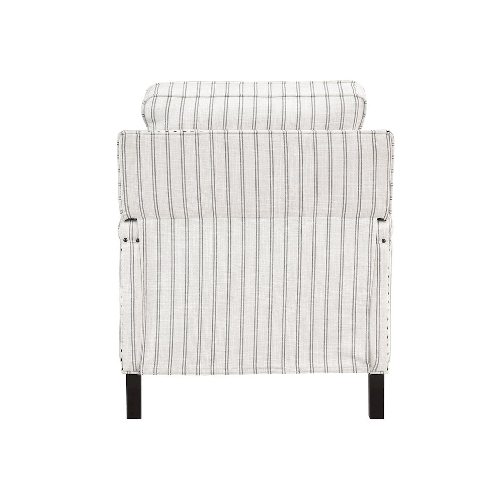 Landrum Textured Fabric Push Back Reclining Chair In Beige & Gray Strip